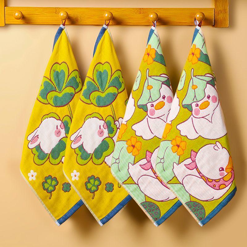 

Хлопковое марлевое квадратное полотенце, быстросохнущее полотенце, мягкое мытье лица, бытовое, подвесное, мультяшное, носовой платок, полотенце для лица, 2/4 шт. 34x40cm x 4pcs синий