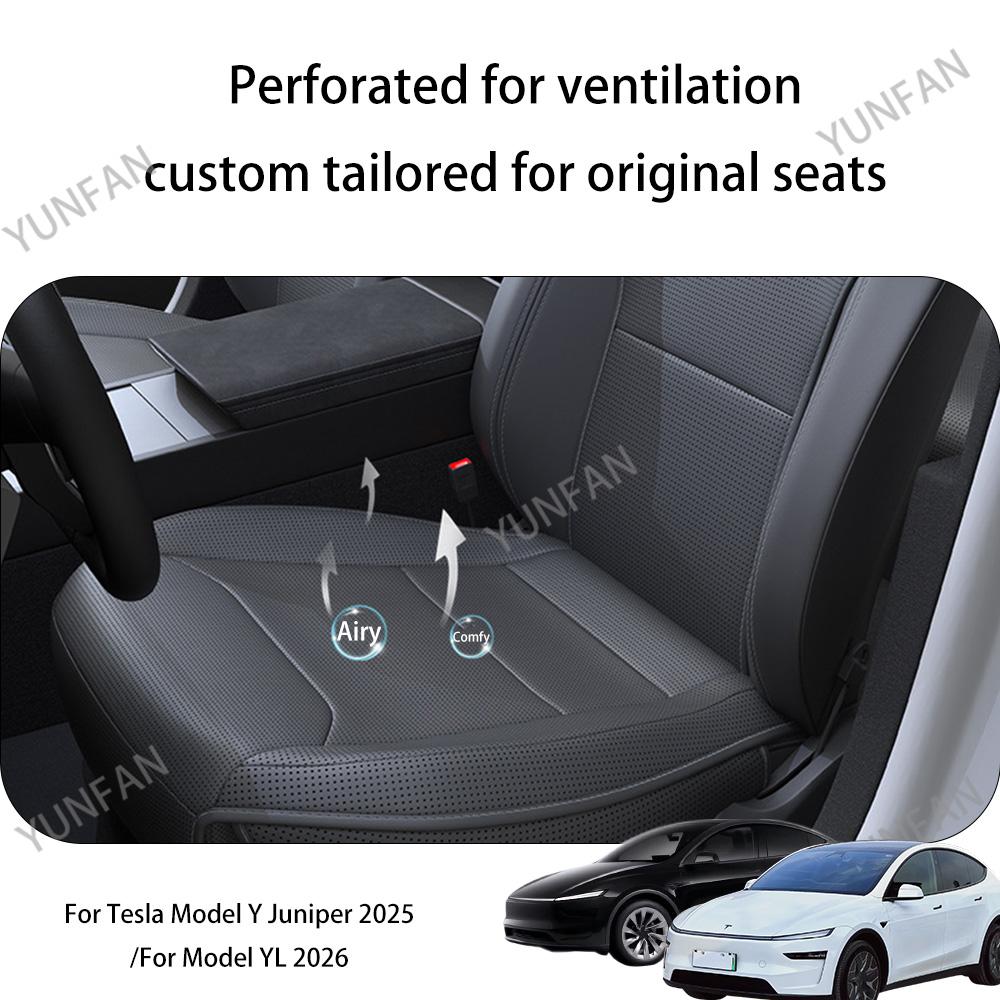 Wear Resistant Breathable PU Seat Cushion Set Split Single Seat & Back Protector Pad for Tesla Model Y YL Juniper 2025 Plus