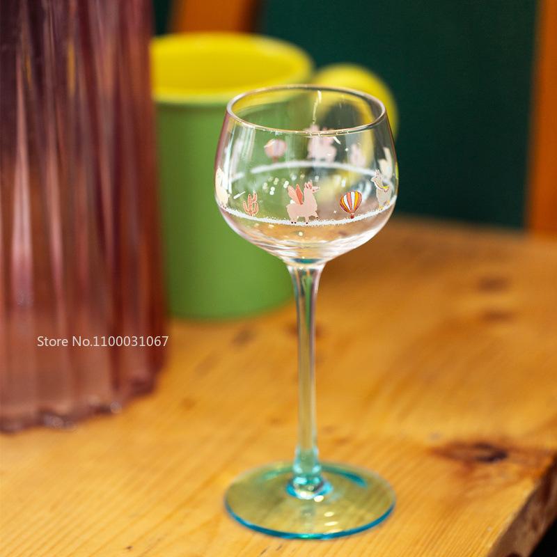 2Pcs Vintage  Glass Tall Cups INS Famous Champagne Glass Home High Aesthetic Drinking Glass Restaurant Red Wine Cup