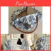 Elegant Retro Blue And White Porcelain Floral Crossbody Bag In Soft Polyester Material