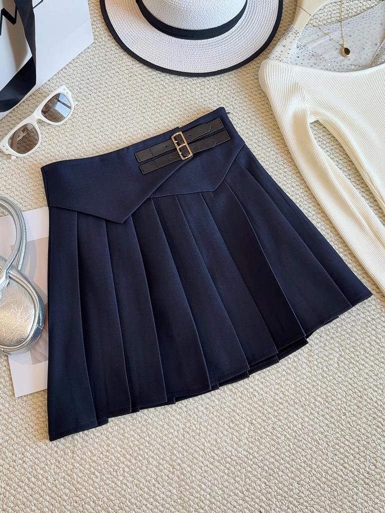 High-Waisted Slimming Pleated Mini Skirt for Women - Spring/Summer 2026 Korean A-Line Style