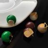 Retro Enamel Green Earrings Women'S Light Luxury Niche High-End Ear Buckles Retro Temperament Stud Earrings White Earrings