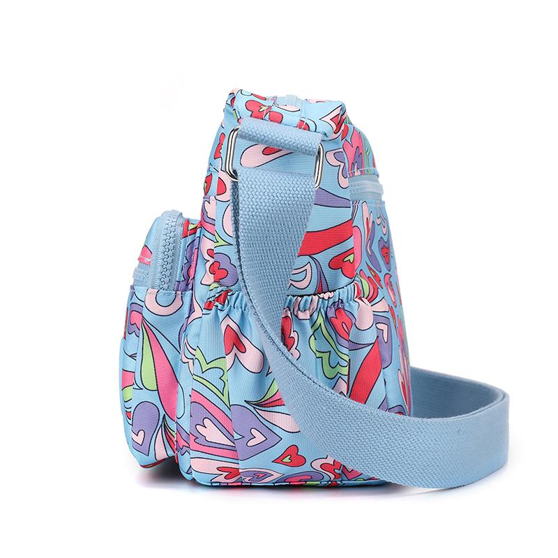 Women's Mobile Phone Bag Printed Nylon Shoulder Bag Crossbody Bag Middle-Aged Mother Bag Small Square Bag