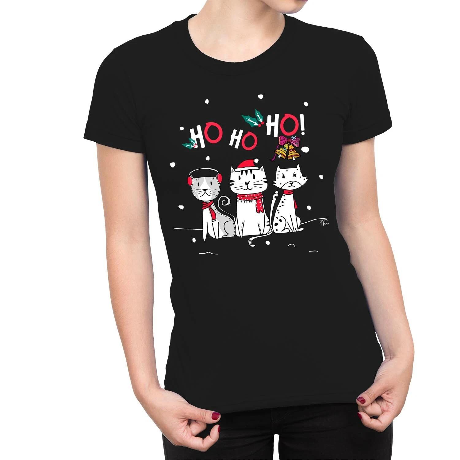 1Tee Womens Ho Ho Ho Festive Cats Christmas T-Shirt XXXXL