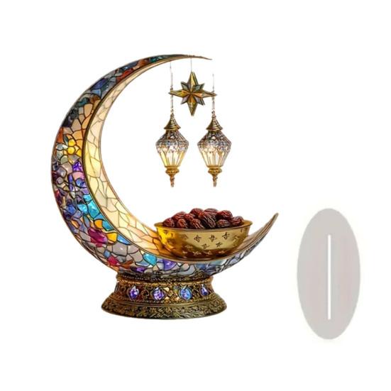 Yousheng Eid Mubarak Acrylic Ornament 2D Crescent Moon Lantern Tabletop Centerpiece Ramadan Mubarak Sign for Home Islamic Party Supplies Eid Gifts