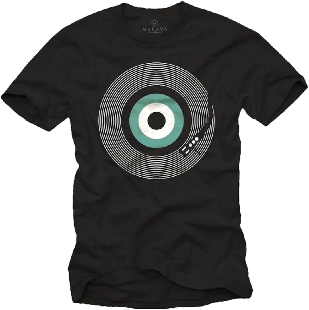 Men s Retro Vinyl Record Graphic Black Tee - Hip Hop DJ Music Gift for Men, Boys & Teenagers S разноцветный