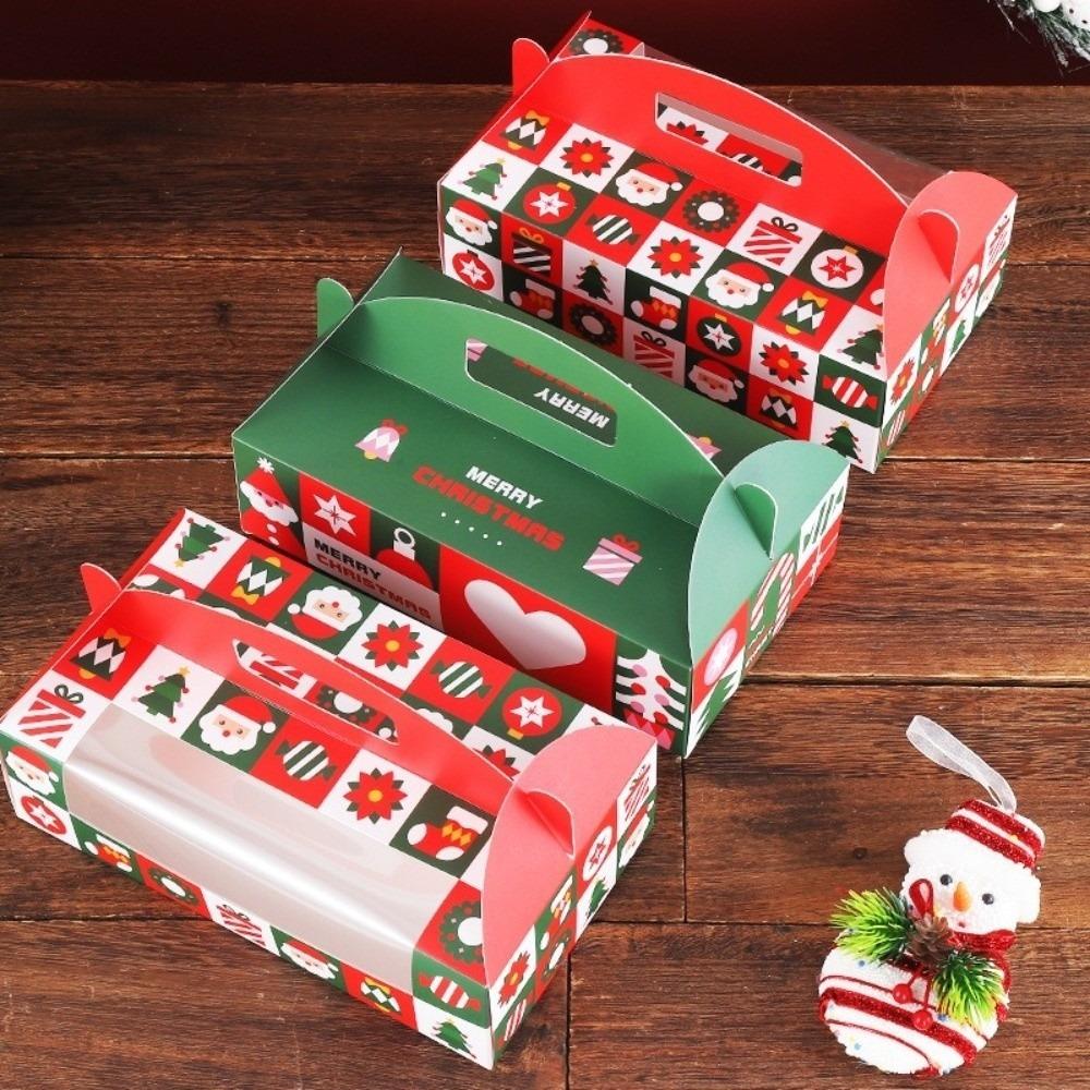 5pcs Portable Handle Christmas Gift Box Christmas Gift Wrapping Box  For Christmas Parties Gift