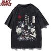 Cat Cartoon Graphic Men Tshirt Casual Baggy Short Sleeve T-shirt Japanese Style Oversized T Shirt Men's Clothing P0822