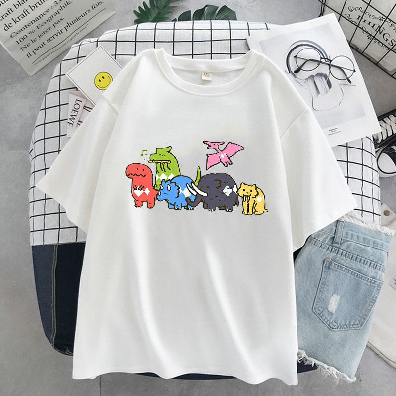 

Women T Shirt Gothic Cartoon Letter Animal Cute Print Oversized T-Shirt Summer Short Sleeve Tee Shirt Harajuku Casual Loose Tops XXXL білий