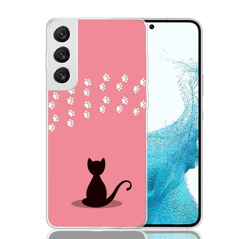 Cat Footprint Funny Paw Cute Phone Case For Samsung Galaxy S26 Ultra S23 S24 S25 Edge S20 FE S21 S22 Plus Soft Print Shell Cover
