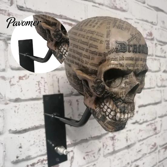 Decorative Helmet Rack Skull Motorcycle Holder, Wall Mount Display Rack, Design Hanger Gothic Motorbike for Home Decoration Stand