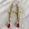 Red Blood Dagger Drop Earrings