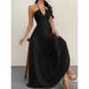 Amazon eaby European and American summer new hot-selling women's neck dress suspender strap holiday skirt