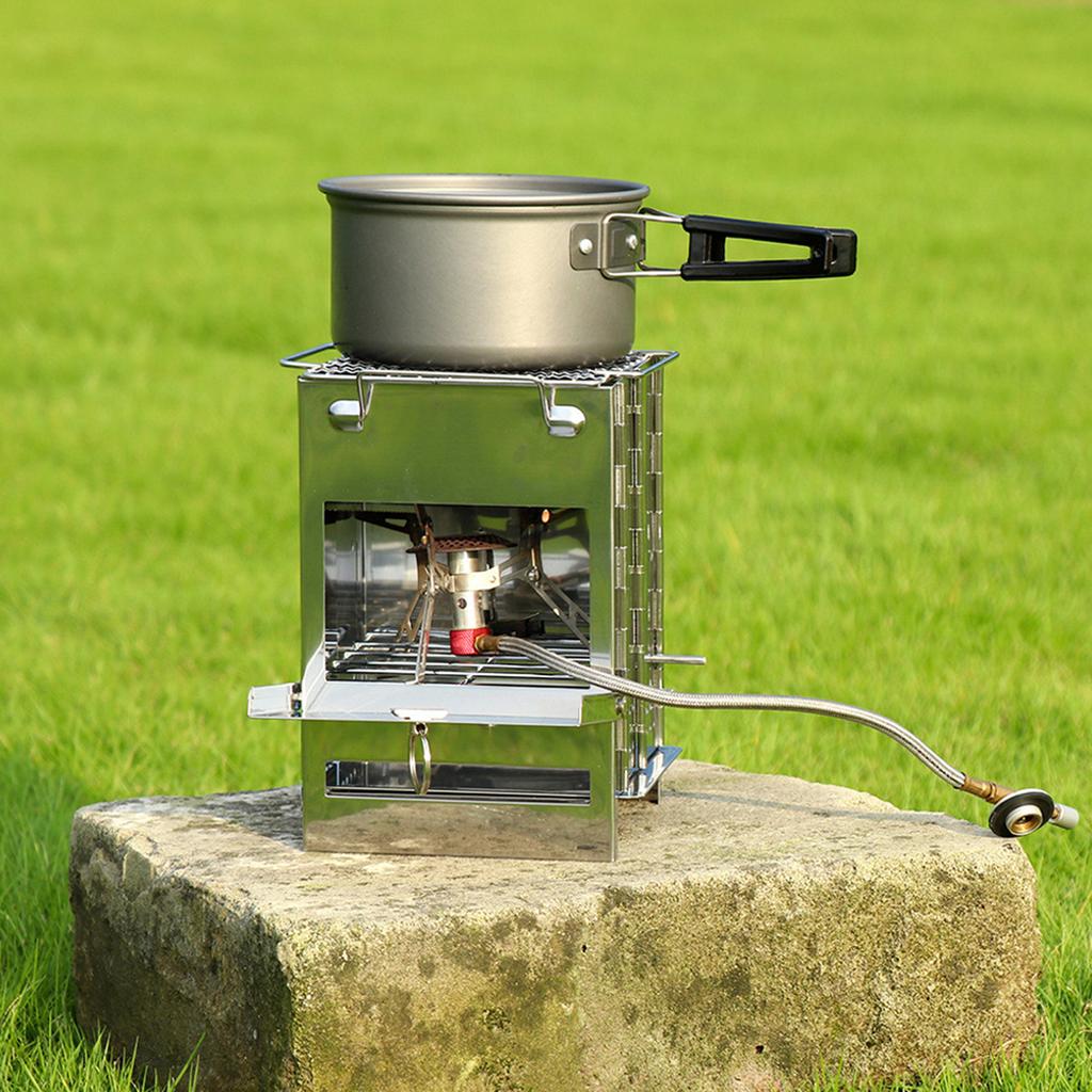 Integrated Folding Firewood Stove Outdoor Camping BBQ Grill Stainless Steel Plug Pin Type