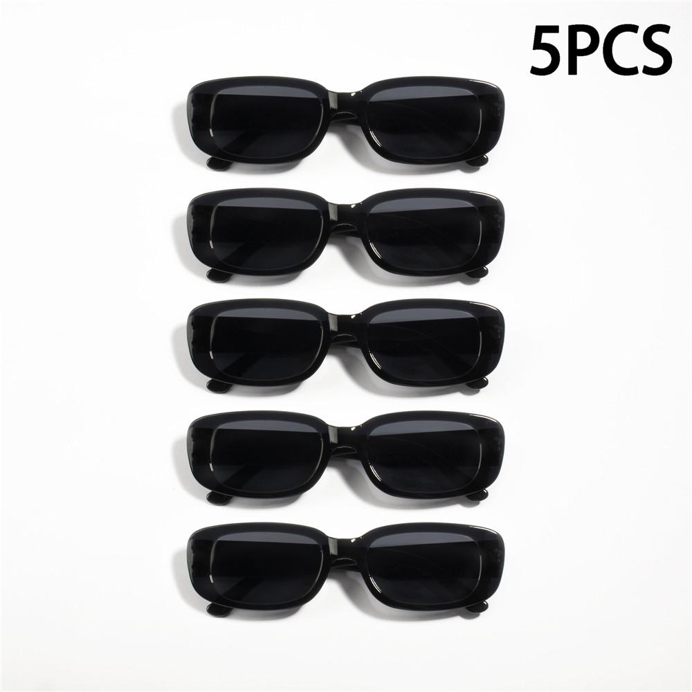 

5PCS Vintage Black Square Sunglasses Woman Luxury Brand Small Rectangle Sun Glasses Female Gradient Clear Mirror Oculos De So