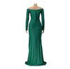 AL228 European & American Women's Silk Long Sleeve Floor-Length Dress