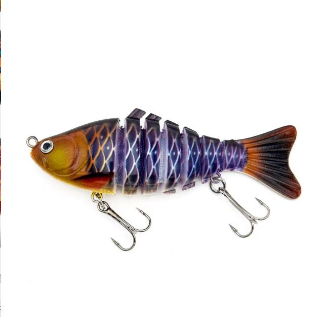 

10 см/15,5 г многосочлененная рыболовная приманка с крючками, реалистичная 7-секционная приманка для свимбейта, бионическая жесткая искусственная приманка, аксессуары для рыбалки в пресной и соленой воде SA01