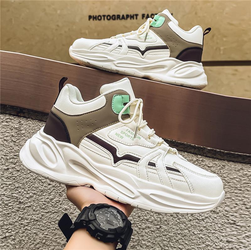 

High-top men s shoes autumn and winter new outdoor leisure sports running shoes men s fashion Hong Kong style dad shoes 44 бежевый