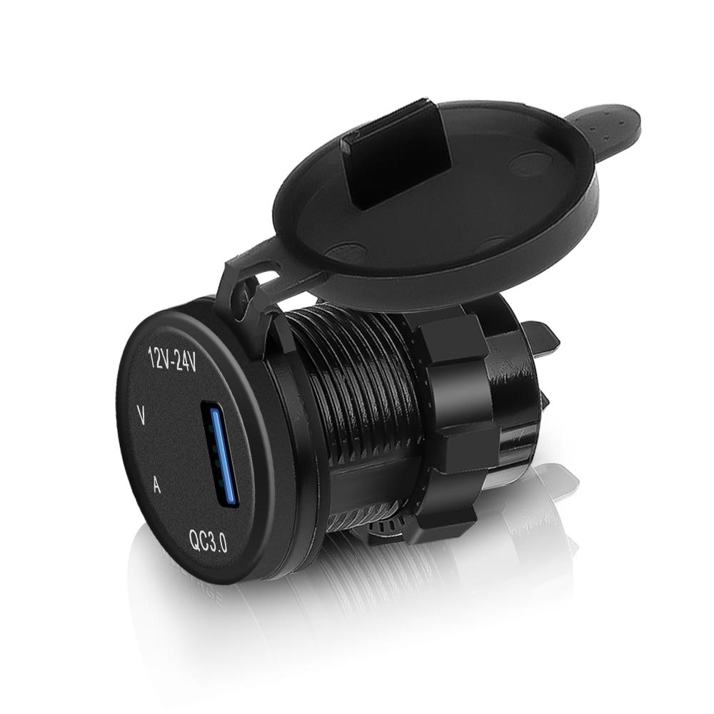 Car USB Charger Socket with Voltmeter Ammeter QC 3.0 Charger Socket Digital Display Voltage Auto USB Charger Socket