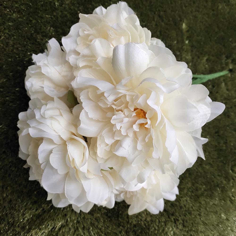 Fleur Artificielle Pivoine Multicolore 5 Têtes Pétales en Soie Fleur Artificielle Pivoine Arrangement Floral Feuilles Fleurs de Pivoine Réalistes Cadeau