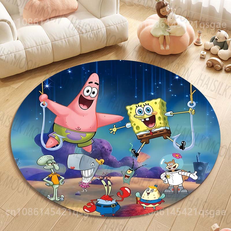 1 Stück Mehrere Stile Schwammkopf-Druck Runde Teppiche Teppich für Wohnzimmer Schlafzimmer Kinderzimmer Badezimmer Stuhlmatte Heimdekoration Luxuriöse Geschenke