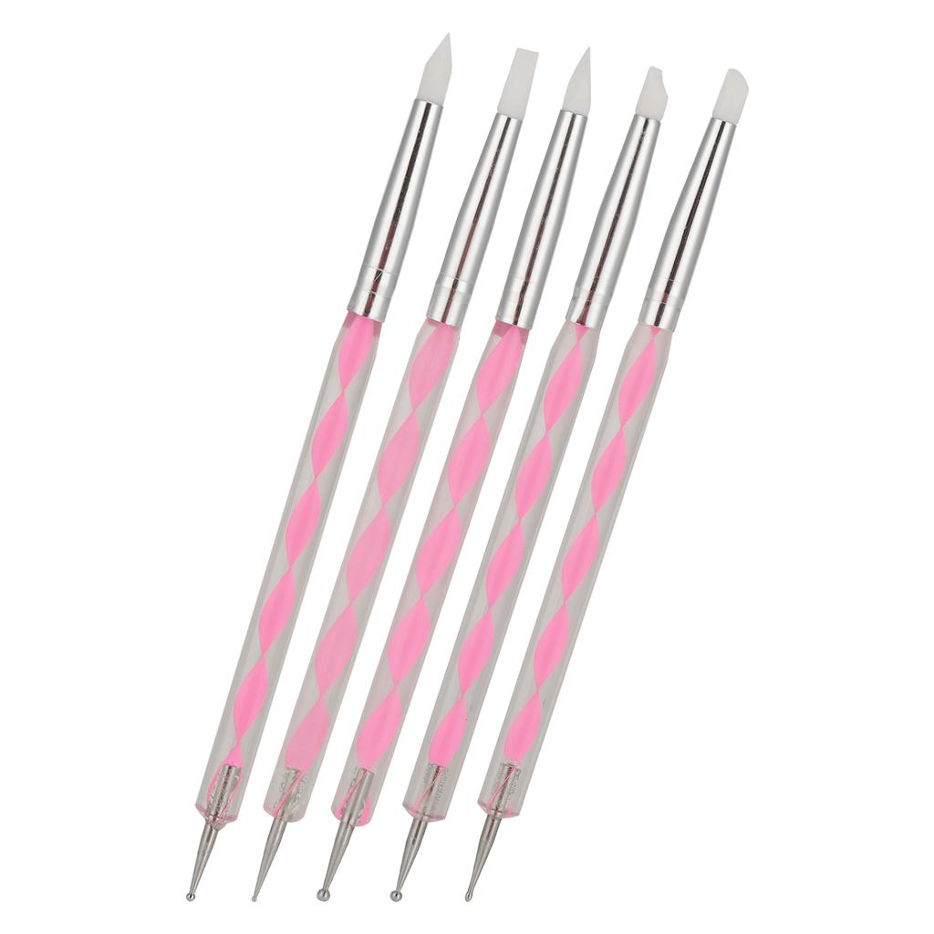5pcs Nail Art Dotting Pen Dual Ended Nail Painting Pen Carving Pen with Acrylic Handle