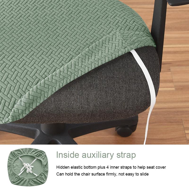 Jacquard Computer Chair Cover T -Shaped Elastic Spandex Stretchy Dining Chair Covers For Office Home Anti -Dirty Removable Round Seat Slipcovers