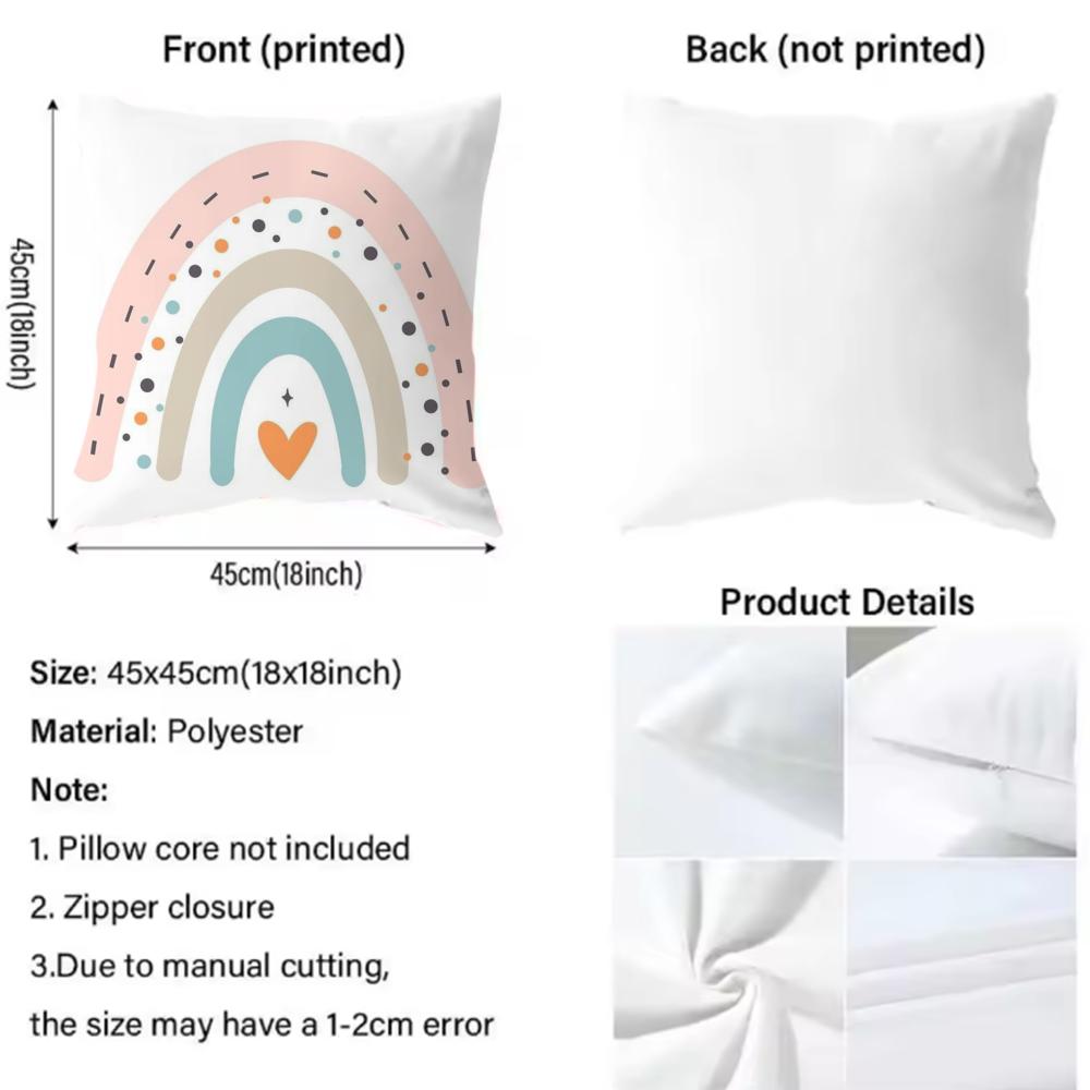 Classic Theme Rainbow Cushion Cover Soft & Easy-Wash Pillow Case – Versatile For Couch, Bed, Travel And Office