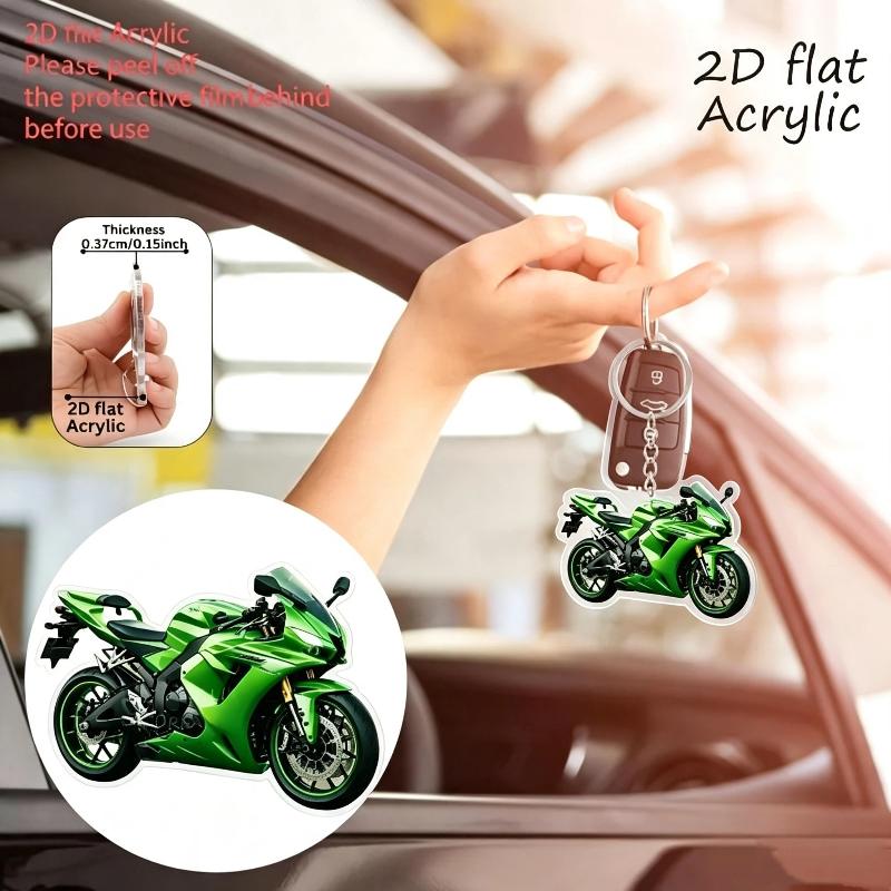 Breloc Acrilic Motocicletă Design Plat Realist 2D Pentru Entuziaști Decorațiune Geantă Chei