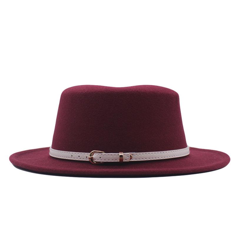 Autumn and winter new British men's top hat, flat-top woolen hat, European and American jazz hat, big-brimmed women's hat