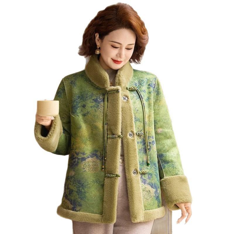 Winter Mother's Top Fleece Thickened Warm Jacket Medium and Old Women's Imitation Mink Fleece Coat Winter