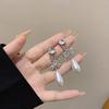 Flash Diamond Bow Pearl Earrings Women's Niche Design Sense High-end Long Earrings Exquisite Earrings