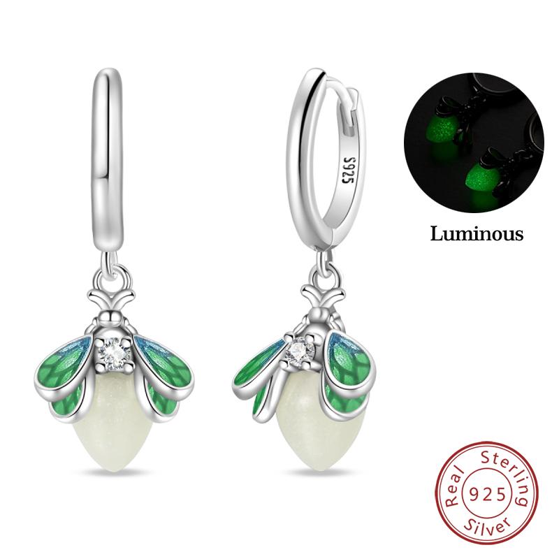 100% 925 Silver Colorful Butterfly Ladybug Rose Bow Pendant Earrings For Women Fashion Anniversary Party Jewelry Gifts