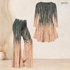 Women Plus Size Round Neck Three Quarter Sleeve Printed Flared Top And Flared Pants Two Piece Set