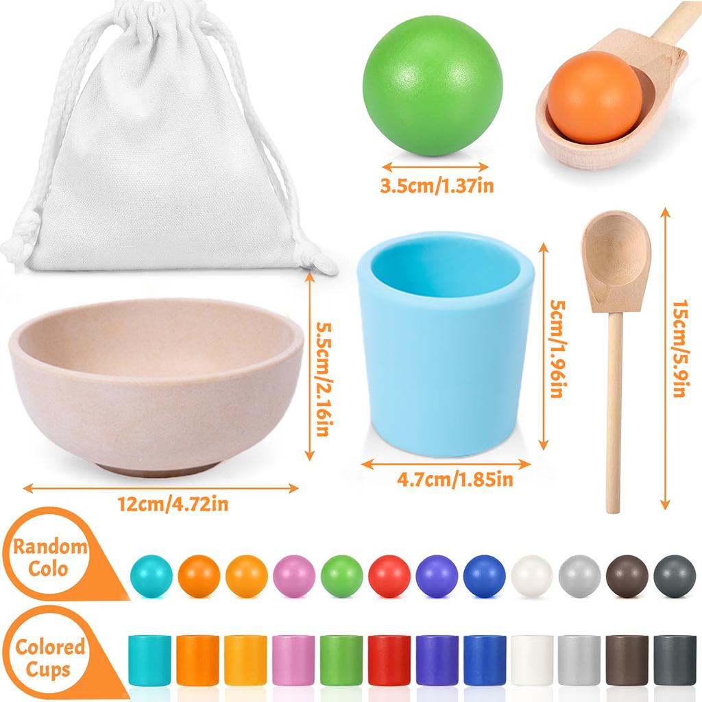 Dětská Montessori dřevěná hračka Duhový míček a hrníčky Třídění barev Hry Jemná motorika Rané vzdělávání Hračky pro učení Dárky pro děti