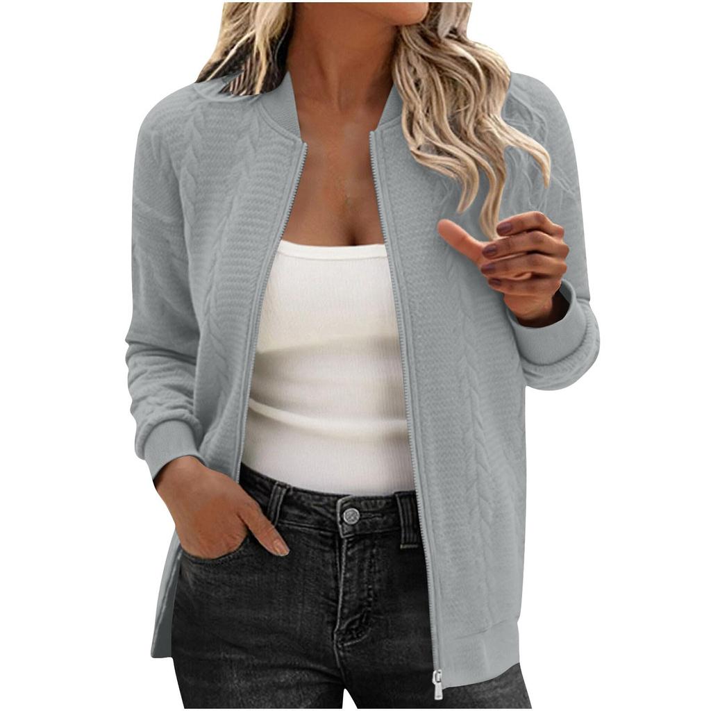 Women's Stand Collar Jacket Fall Lightweight Casual Zip Up Coat Going Out Basic Fashion Outerwear