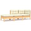VidaXL Garden Lounge Set 3 Pcs with Cream Cushions Solid Pine Wood 806664