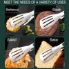 Kitchen Accessories Non-Slip Stainless Steel Food Tongs Meat Salad Bread Serving Clip Barbecue Grill Buffet Clamp Cooking Tools