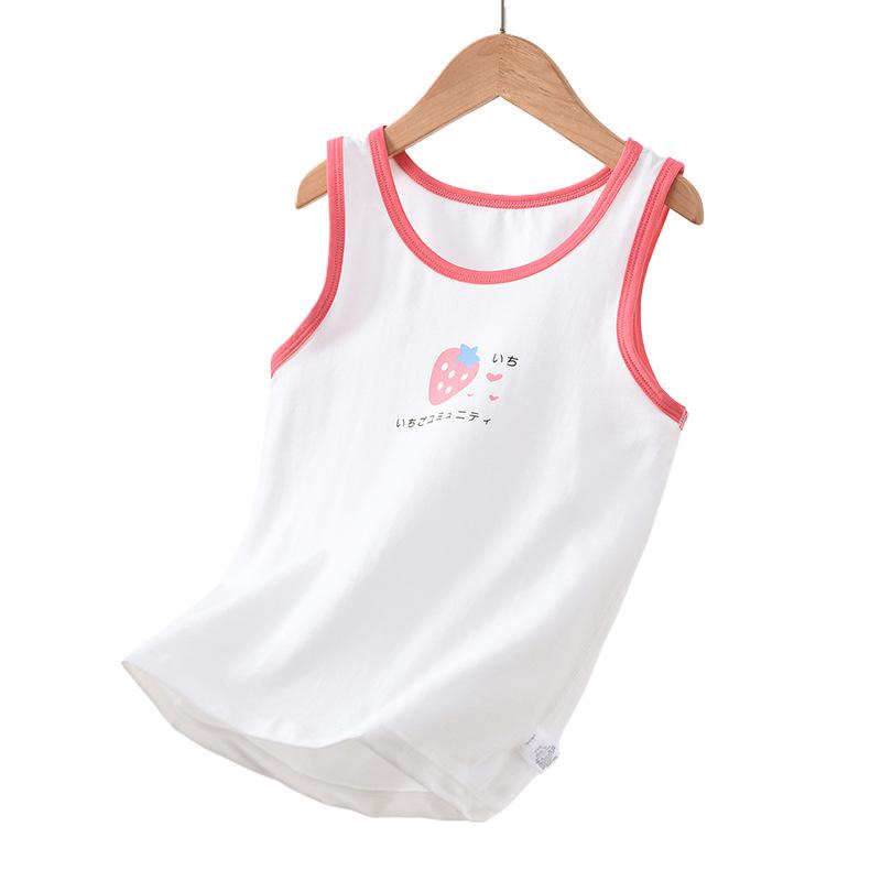 Traceless cotton children's vest summer new boys and girls baby suspender sleeveless boneless backing thin pajamas tide