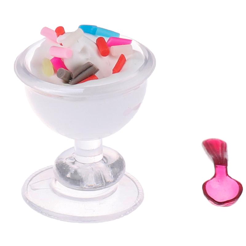 1-5pcs Mini Dollhouse Miniature Pretend Toy Mini Soft Ice Cream Cups Spoon Bar Ice-lolly Simulation Food For Dolls Accessories