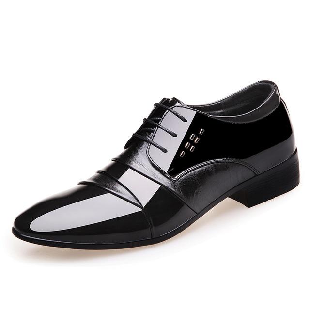 Luxusmarke PU-Leder Mode Herren Business Kleid Loafers Spitzen schwarzen Schuhe Oxford Atmungsaktiv formale Hochzeitsschuhe