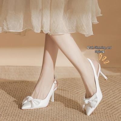 Women's Stiletto Pointed Toe Backless High Heels - Soft Microfiber Leather