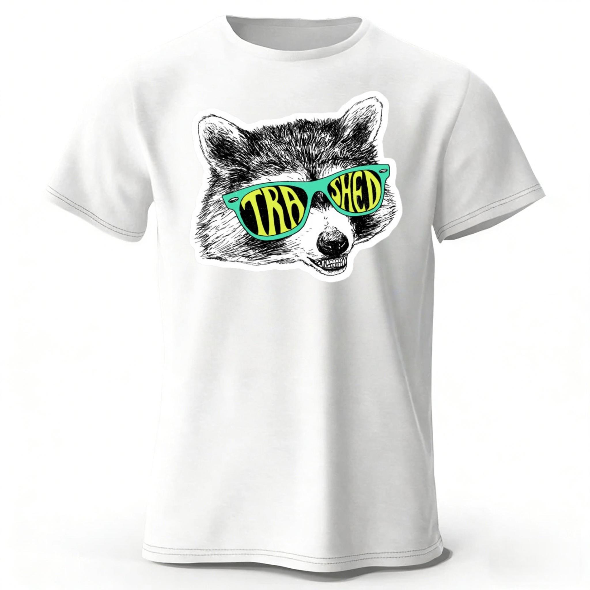 

New American Retro Funny Raccoon Pure Cotton Tshirt for Men Loose Oversized Breathable Sports Short Sleeved Trendy Outfit 4XL
