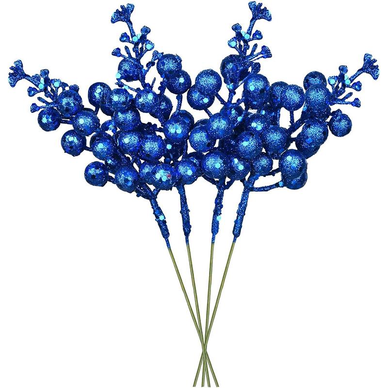 5/10Pcs Christmas Decor Artificial Glitter Berry Artificial Flower Bouquet Christmas Tree Decor Home New Year 2026 Navidad Decor