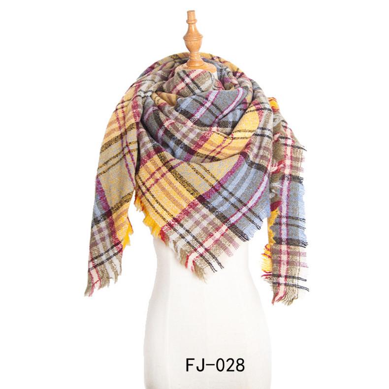 European & American Autumn/Winter Thick Double-Sided Plaid Scarf & Shawl for Women