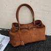 Suede Bag Women's Large Capacity 2025 New Autumn and Winter Versatile Retro Shoulder Underarm Bag Pleated Tote Bag