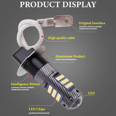 2PCS H1 Led H3 Fog Light 12v High Quality 2016 Car Front Fog Lamps Anti Fog Bulb Auto Driving Running Light 6000K Super White