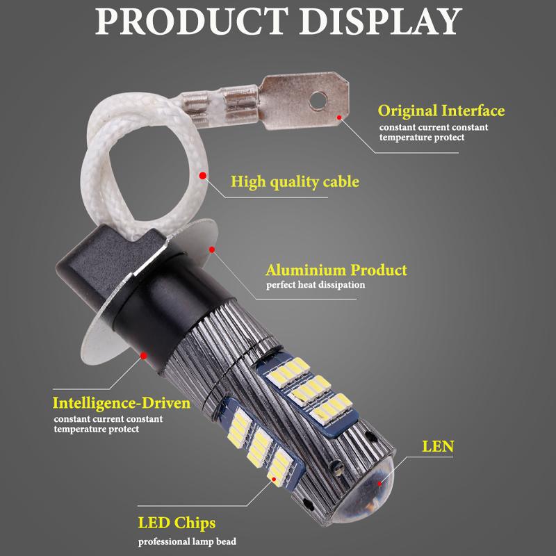 2PCS H1 Led H3 Fog Light 12v High Quality 2016 Car Front Fog Lamps Anti Fog Bulb Auto Driving Running Light 6000K Super White