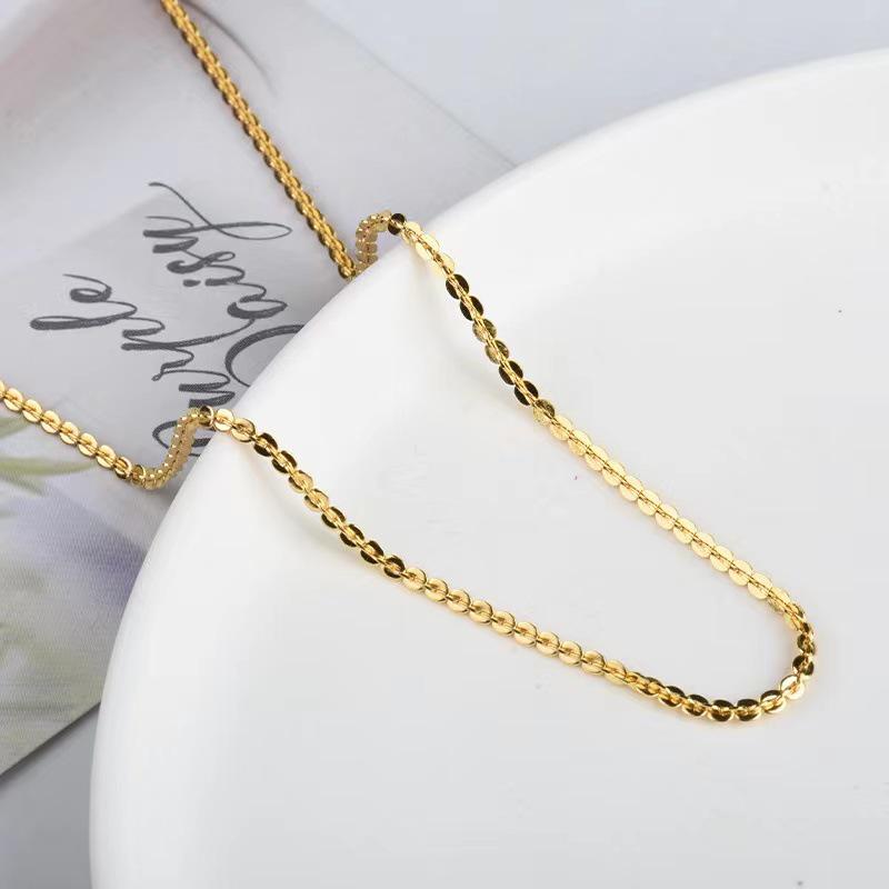 Women's Korean Style Simple Oval Titanium Steel Necklace - Non-Fading Clavicle Chain Accessories