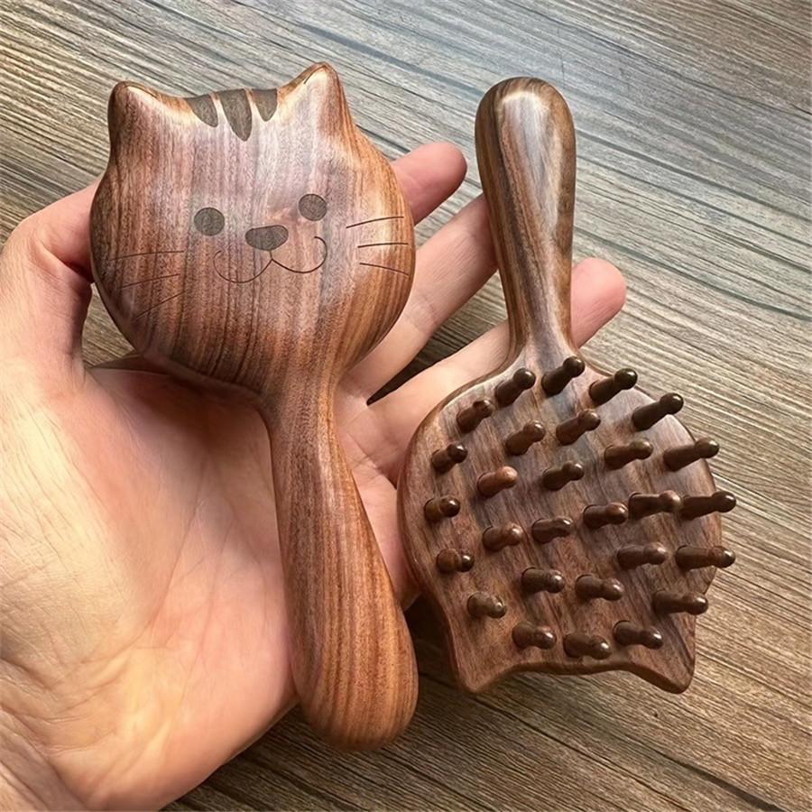 Charming Solid Wood Massage Comb - Women's Air Cushion Scalp & Meridian Relief